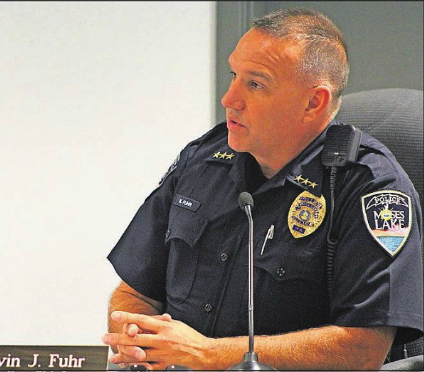 Moses Lake Police Department Chief Kevin Fuhr discusses the department's need for two new vehicles during Tuesday night's council meeting. Among Fuhr’s accomplishments as chief are multiple expansions of MLPD to meet the city’s needs and getting things moving for the department to get a new police station.