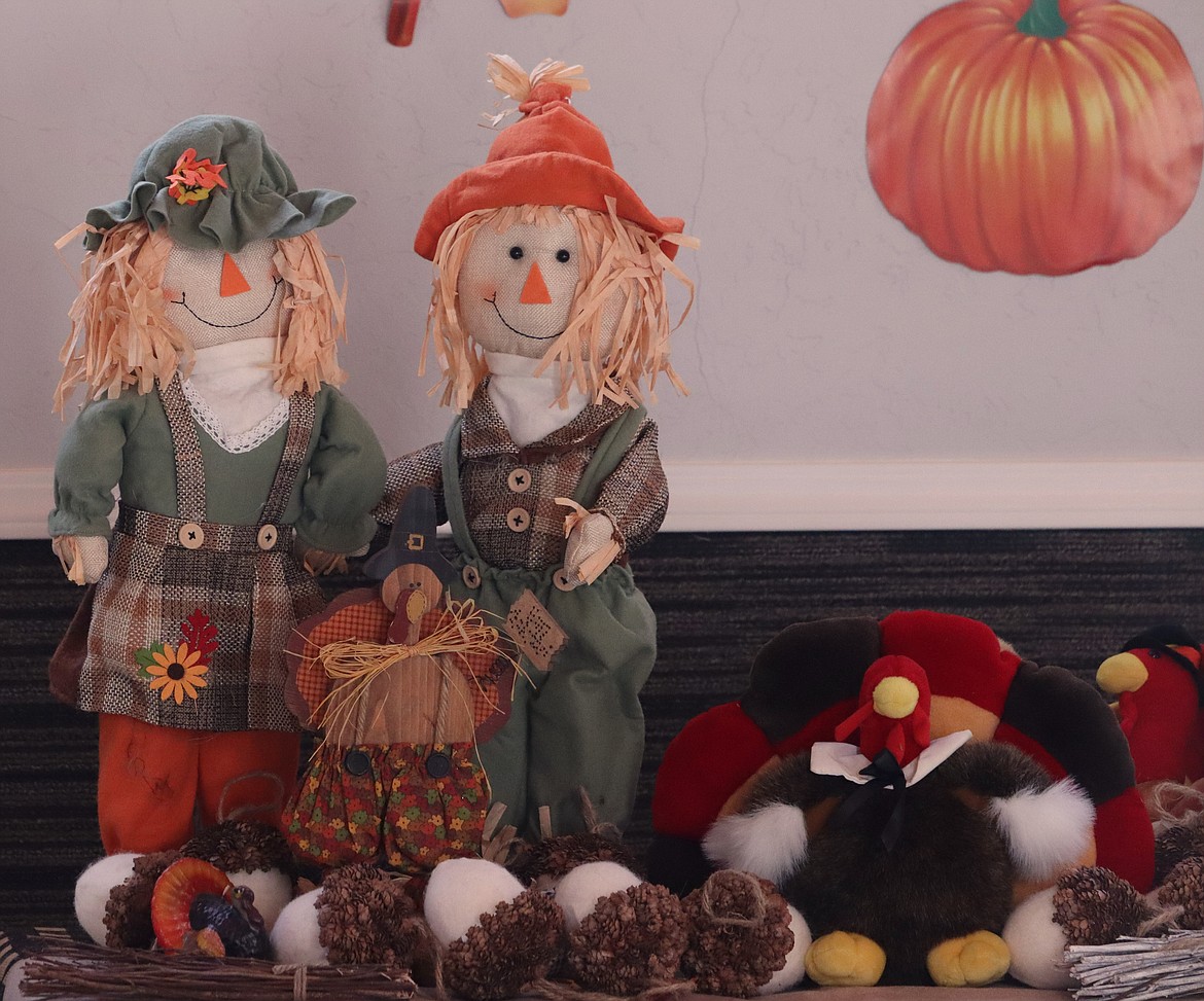 Thanksgiving decorations add cheer to the dining area at The Altar Church on Thursday.