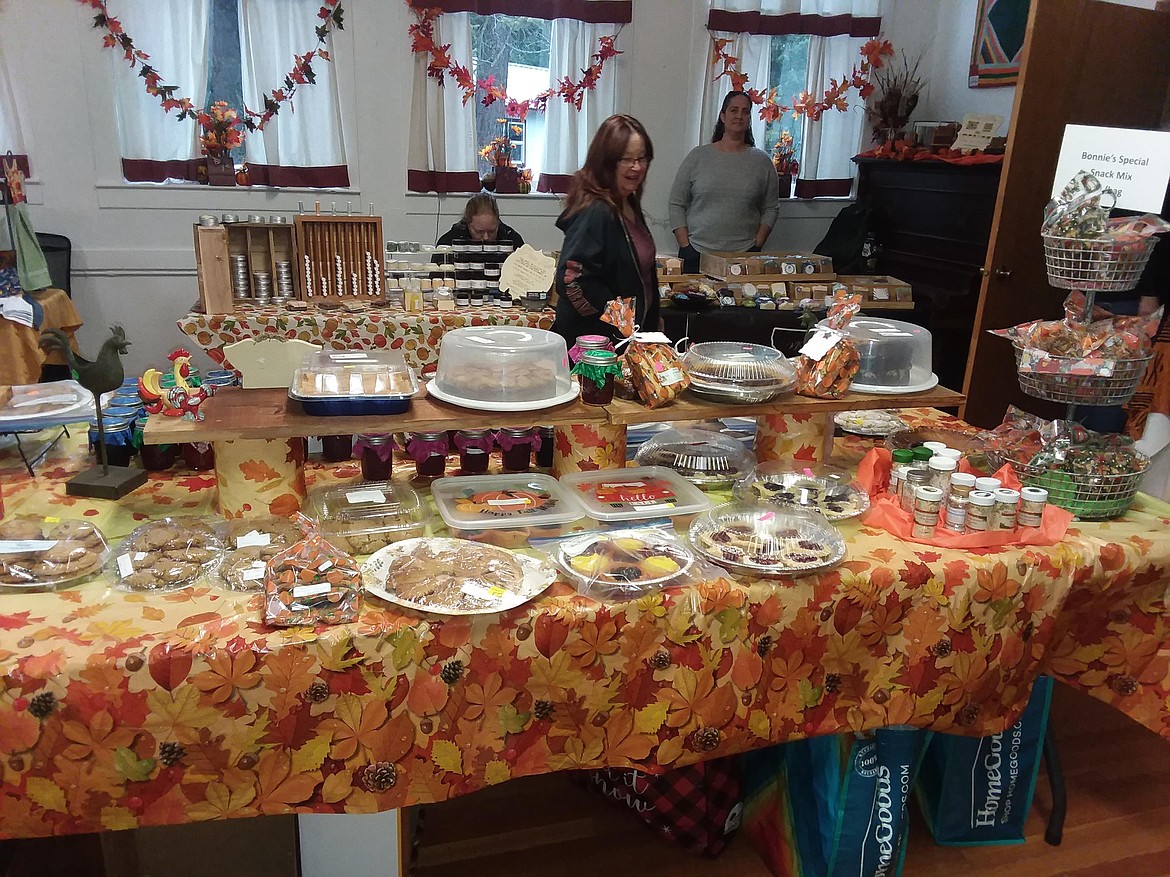 The holiday bake sale was held last week at the Old DeBorgia School. “There were probably about 15 bakers that contributed to the sale. Pies, cookies, breads and candies are the favorites, along with special items like Bonnie's snack mix, Gigi's seasoning salt, Naomi's festive breads, and Diane's preserves. All of the funds raised at the sale go to the upkeep of the school. With lots of maintenance this year, including the painting of the exterior, we have some catching up to do to bring our reserves back up. But we are always thankful for the outpouring of support from our community - it truly is a blessing!,” said Lynette Walters, chairperson of the committee. (Photo by Loie Turner)