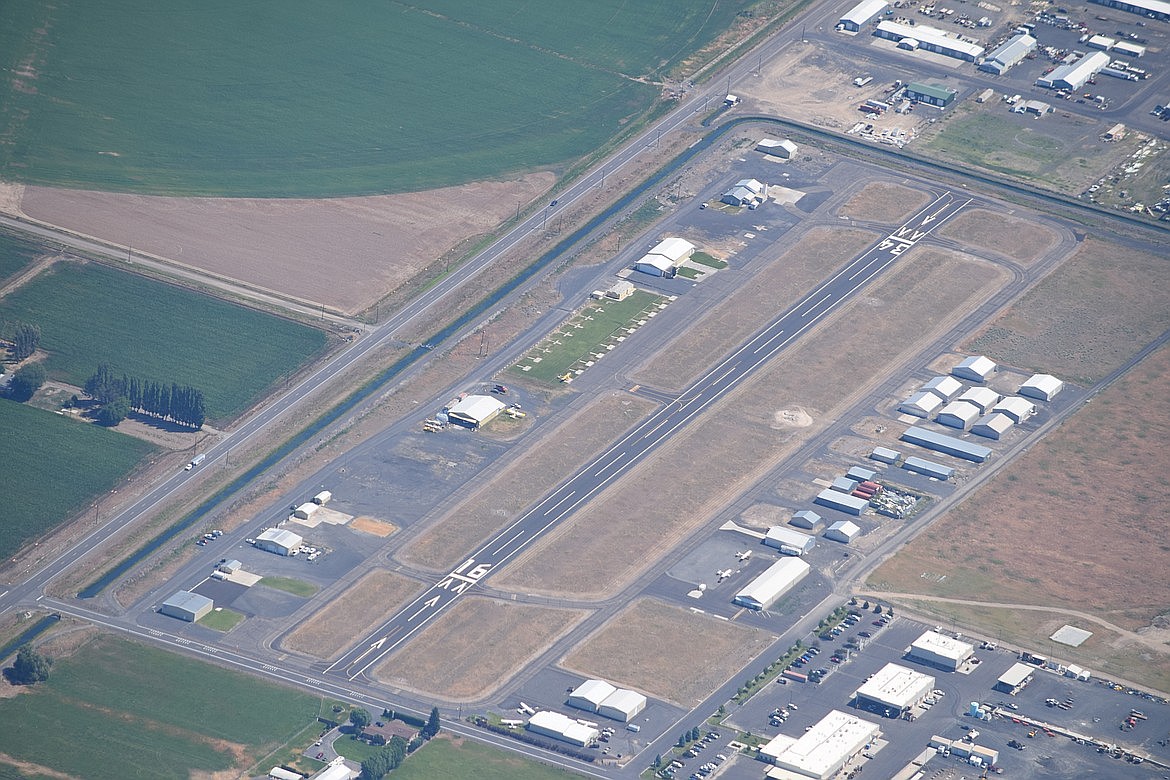 The Moses Lake Municipal Airport as seen from the air in May 2019. The city of Moses Lake would like the Port of Moses Lake to take over management of the facility.