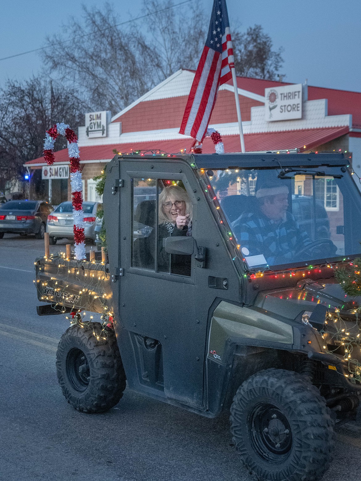 Lisa Larson rides in the parade through Plains. (Tracy Scott/Valley Press)