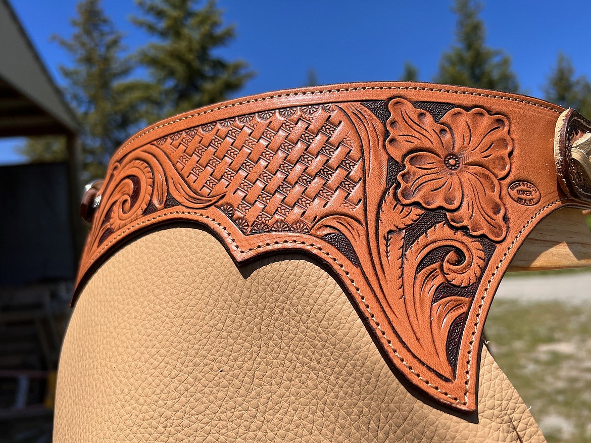 Working in leather requires attention to detail. “You have to be so meticulous in the drawing, meticulous in the tracing, meticulous in every aspect of it,” said Elisa Wilson. (Courtesy photo)