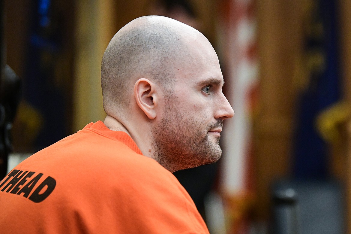 Jonathan Douglas Shaw sits at the defendant's table during his sentencing hearing in Flathead County District Court in Kalispell on Thursday, Nov. 30. (Casey Kreider/Daily Inter Lake)