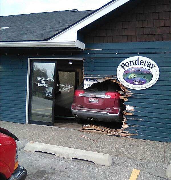 Car drives through Ponderay City Hall Bonner County Daily Bee