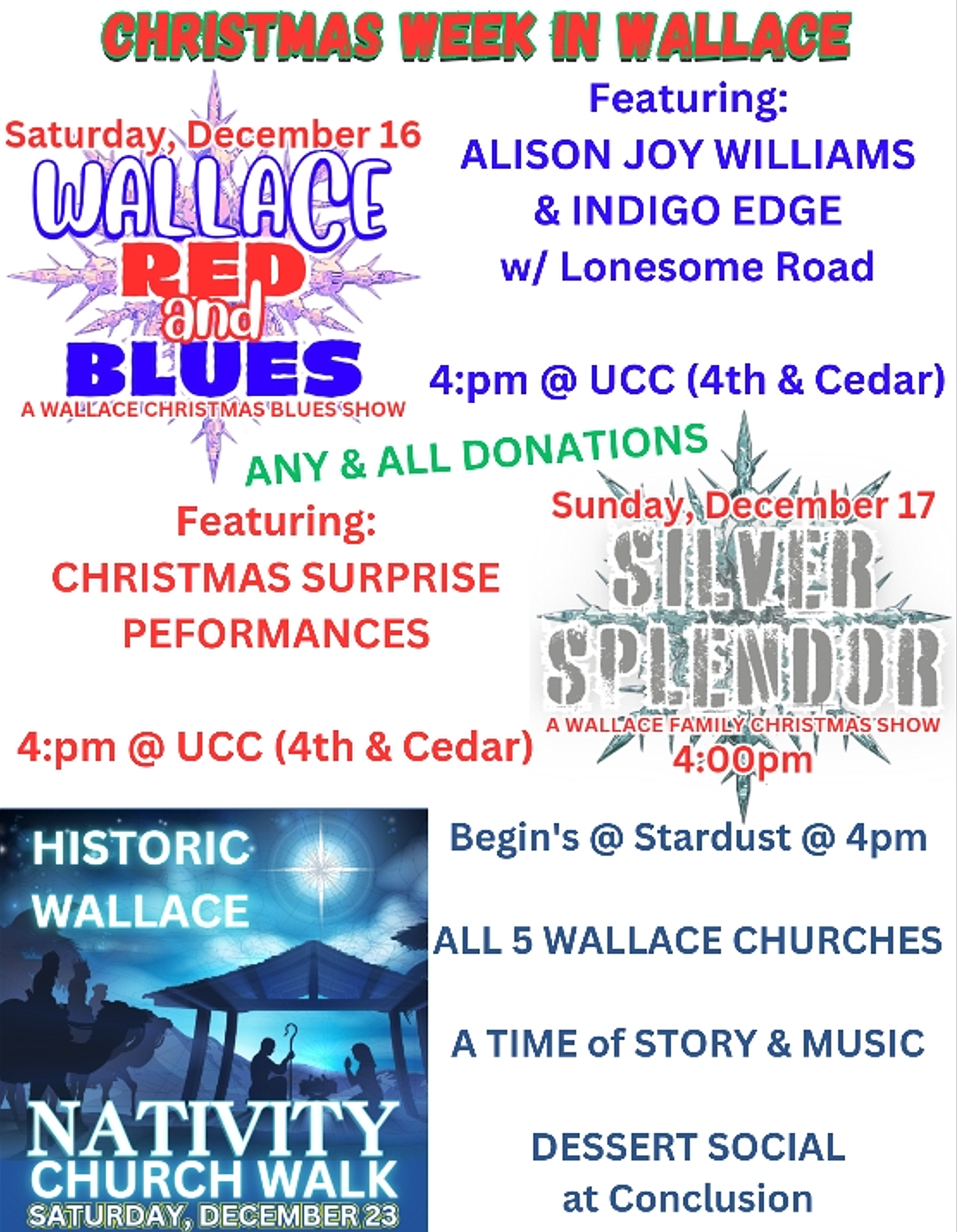 Two concerts from Wallace Blues Festival, Red and Blues show and Silver Splendor takes place on Dec. 16 and Dec. 17 at United Church of Christ Congregational.