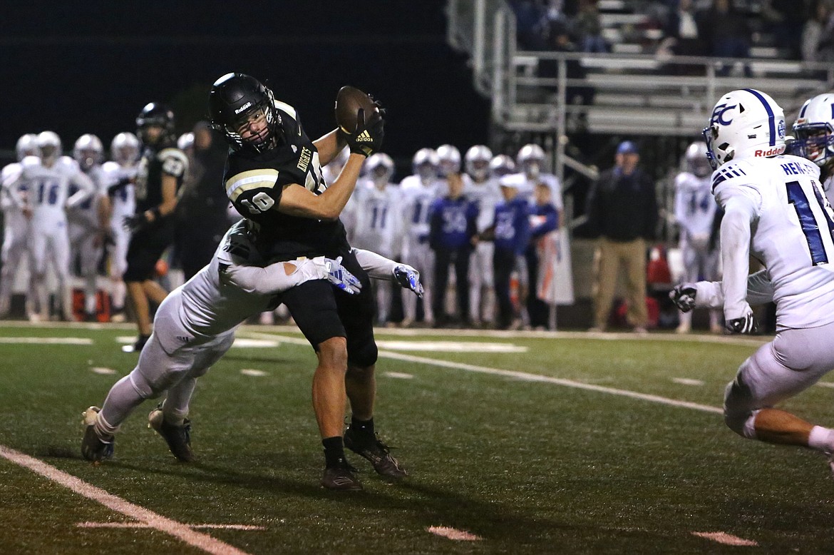 Royal junior Ben Jenks (10) catches a pass during Royal’s game against Eatonville on Nov. 10.