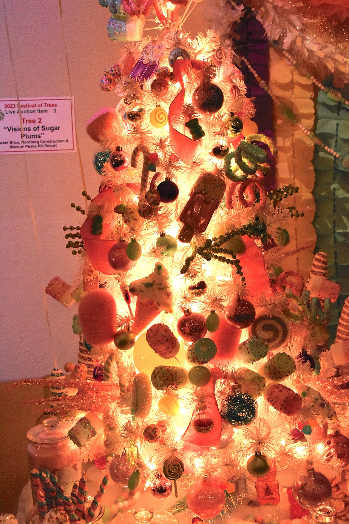 A sugar plum tree was one of the creations decorated and donated to Festival of the Trees by area businesses and groups to benefit local youth organizations. (Berl Tiskus/Leader)