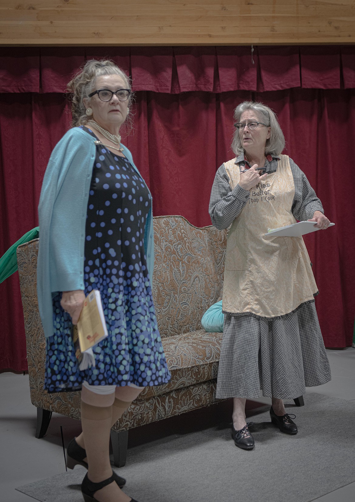 Donna Scheiter as Lucille Orton and Kathleen Hubda as Bea Litteton rehearsing with the Paradise Players. (Tracy Scott/Valley Press)