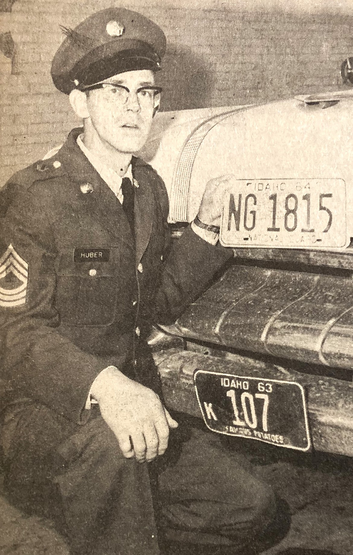 M. Sgt. Charles A. Huber with his “NG” license plates.