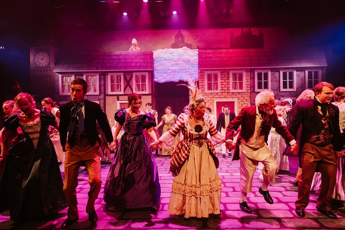 Cast members perform at the O'Shaughnessy Center in Whitefish during a dress rehearsal for Whitefish Theatre Company's 2023 production of "A Christmas Carol." (Photo courtesy of Matt Wetzler/Thewmatt Photography)