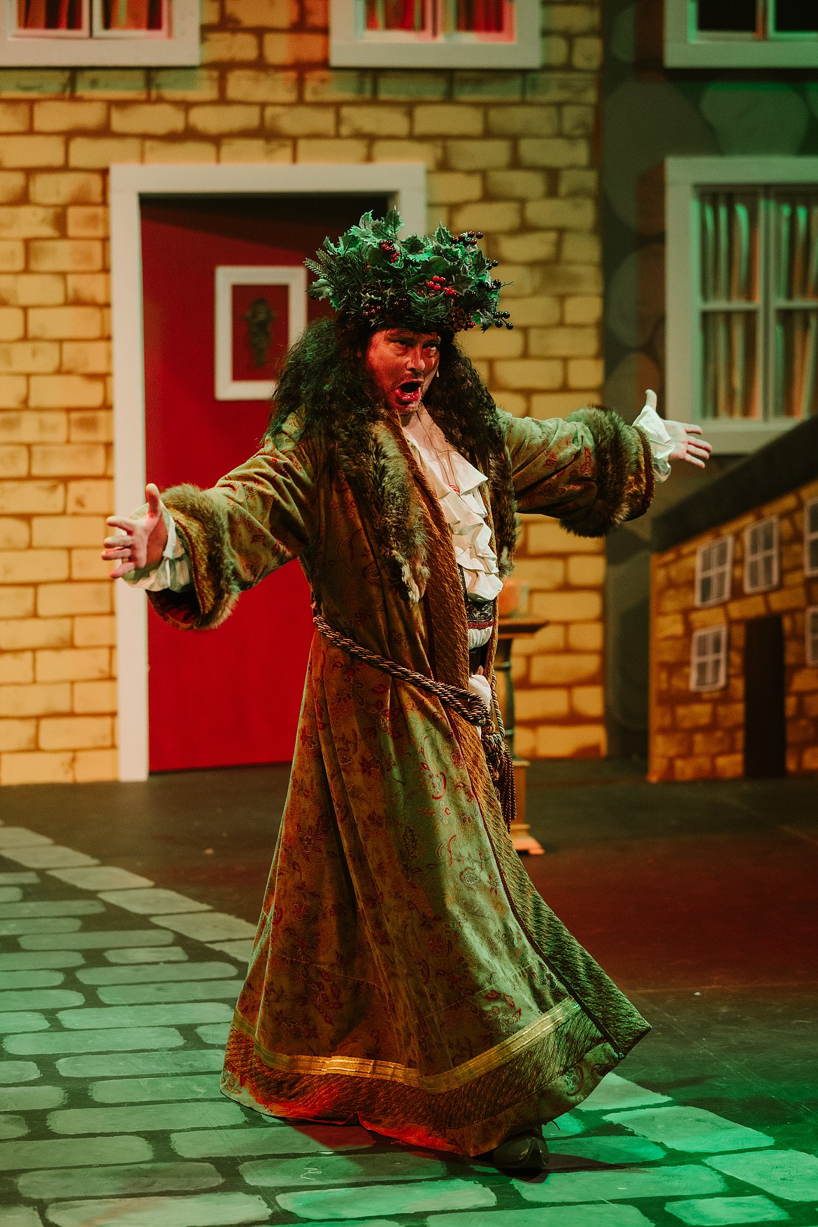 Rob Koelzer performs as the Ghost of Christmas Present during a dress rehearsal for the Whitefish Theatre Company's production of "A Christmas Carol." (Photo courtesy of Matt Wetzler/Thewmatt Photography)