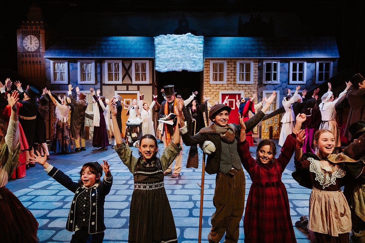 Cast members perform at the O'Shaughnessy Cultural Arts Center in Whitefish during a dress rehearsal for Whitefish Theatre Company's 2023 production of "A Christmas Carol." (Photo courtesy of Matt Wetzler/Thewmatt Photography)