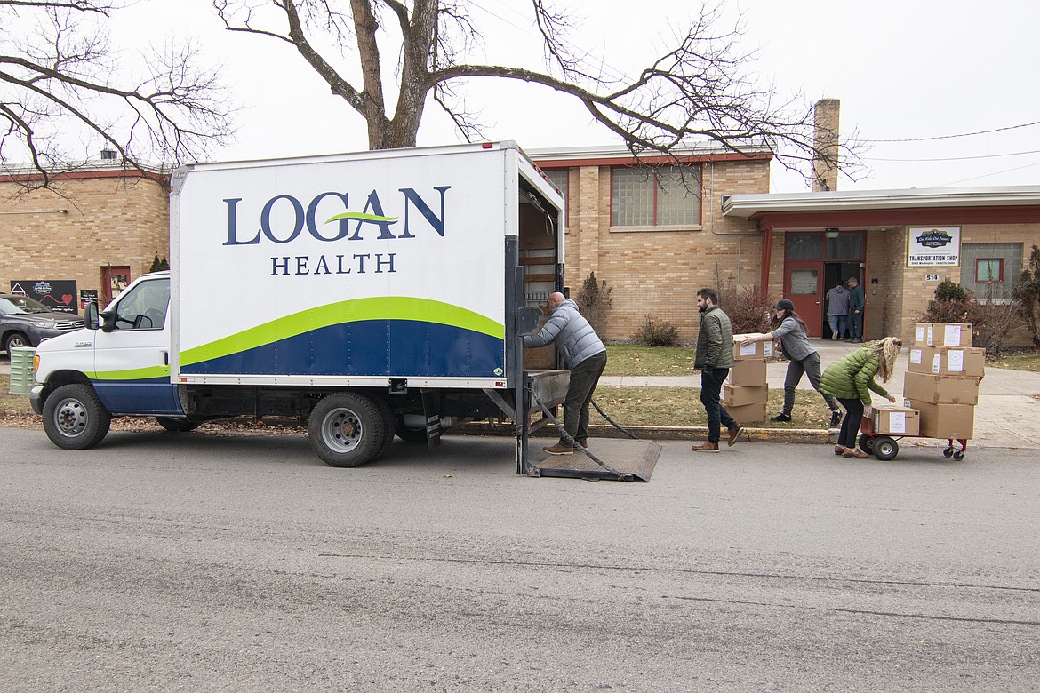 Shoes from Logan Health’s Kids on the Rise Program are delivered to Kalispell Schools HEART Locker. (Courtesy photo)