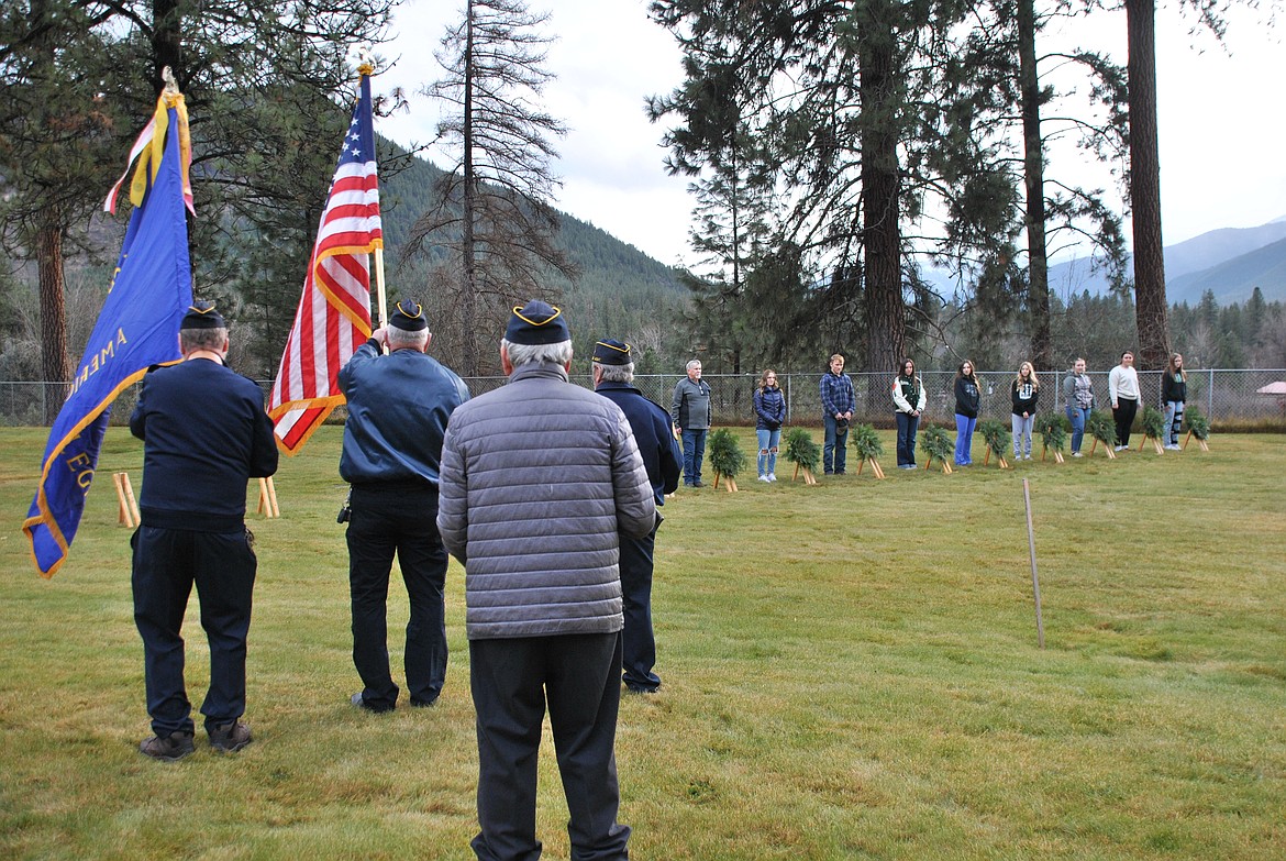 On a cold and dreary Thursday last week, students and staff from St. Regis School took part in a ceremony for National Pearl Harbor Remembrance Day. It was a sunny Sunday morning when, on December 7, 1941, the Imperial Japanese Air Force launched planes from 6 Japanese aircraft carriers North of Oahu. The attack on Pearl Harbor began at 7:55 that morning. The entire assault took only one hour and 15 minutes. The strike also consisted of two heavy cruisers, 35 submarines, two light cruisers, nine oilers, two battleships, and 11 destroyers. The attack killed 2,403 U.S. personnel, including 68 civilians, and destroyed or damaged 19 U.S. Navy ships, including 8 battleships. The attack on Pearl Harbor led to the US entering World War II. (Mineral Independent/Amy Quinlivan)