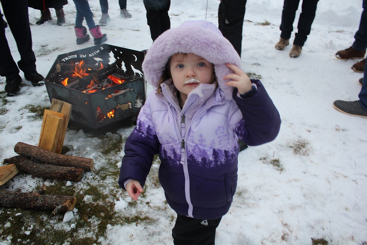 Marshmallow mustaches were common in DeBorgia Sunday evening.