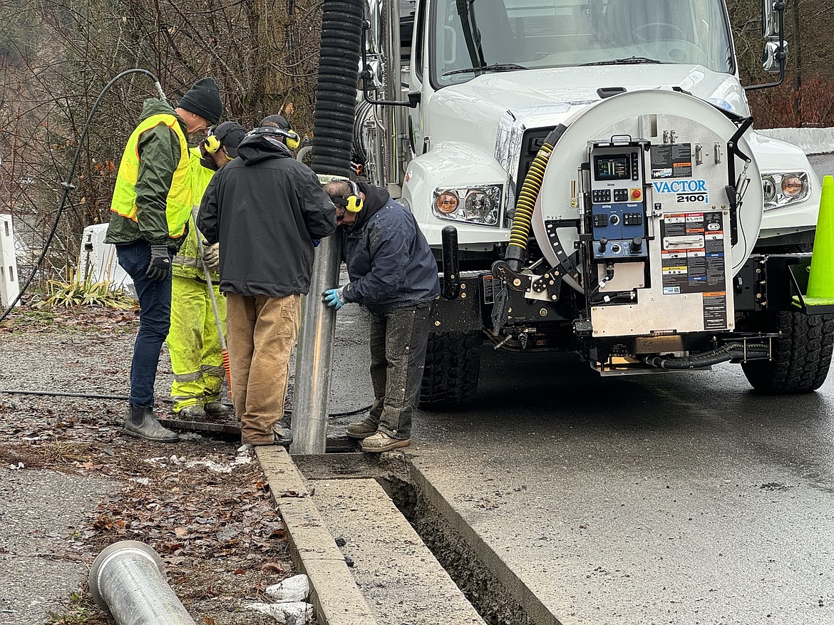 Crews with the city of Kellogg operate their Vactor truck during a project along Kellogg's Market Avenue area. The new truck cost more than half a million dollars, but was paid for through a grant from IDEQ.