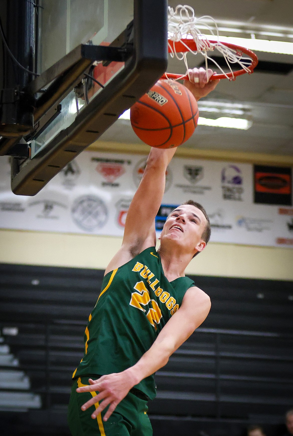 Carson Krack gets ahead of the Park defense for a fast break dunk during action at the Western A Tip Off in Frenchtown Saturday. (Jeremy Weber/Bigfork Eagle)