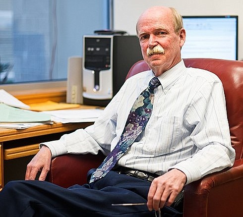 County Clerk Cliff Hayes at his courthouse desk.