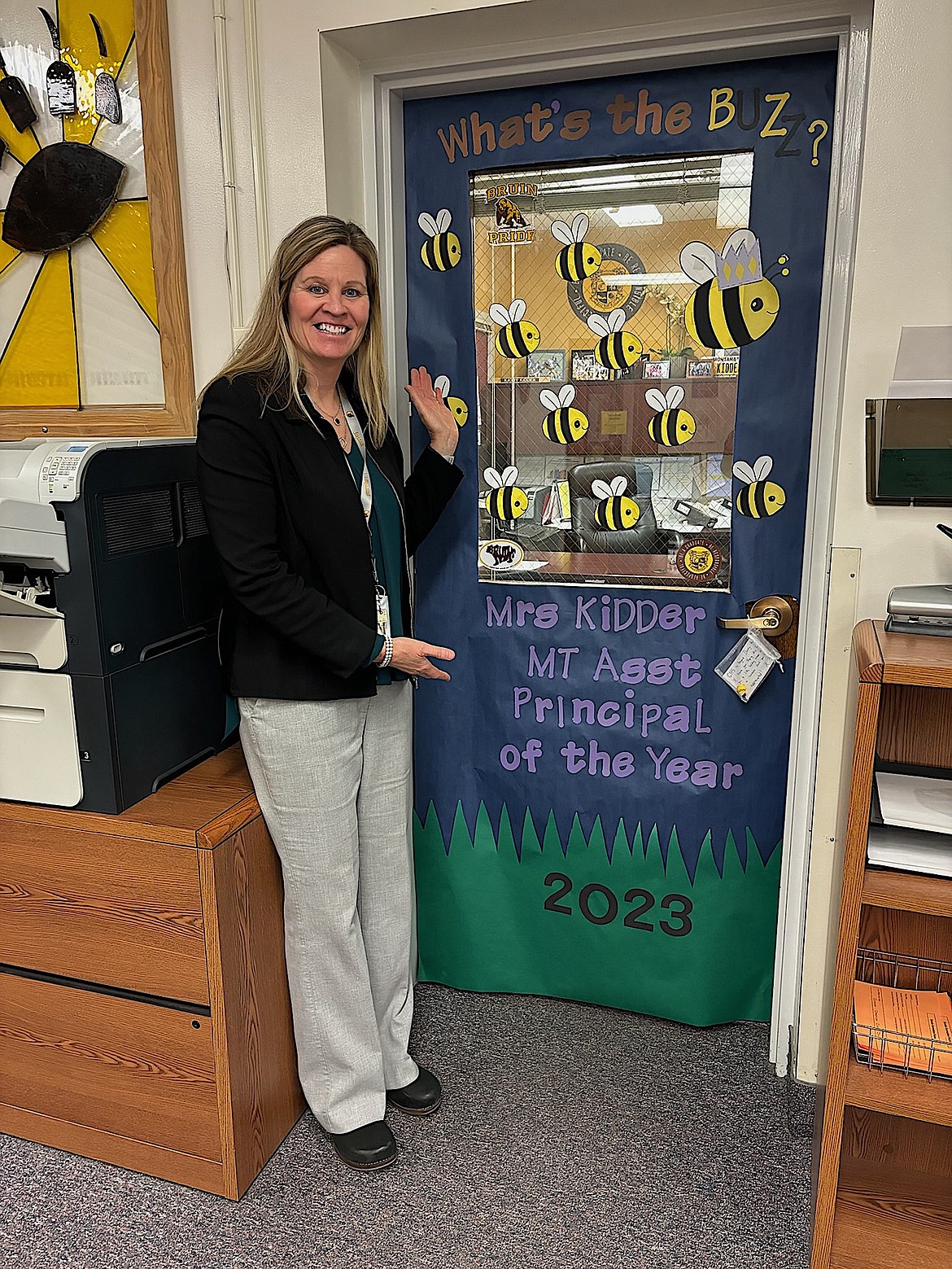 When Helena Capital High School Assistant Principal Kathy Kidder returned to work, she was greeted by new decorations on her office door. (Courtesy photo)