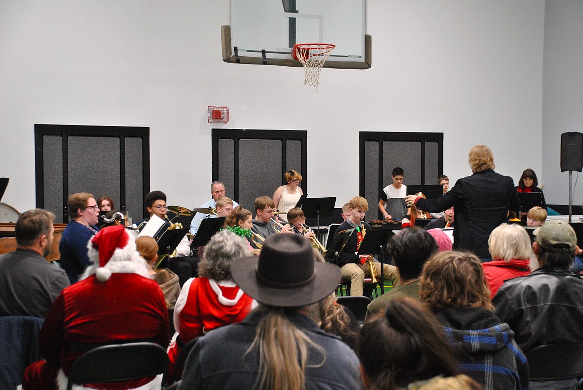 Santa and Mrs. Claus were in the audience on December 11, at the St. Regis School Winter Concert that followed the 2nd Annual St. Regis Winter Carnival. 7-12 Band Teacher and Superintendent, Derek Larson directed the group in four-holiday tunes and led a smaller and newly formed Jazz Band comprised of four students and three community musicians. (Mineral Independent/Amy Quinlivan)