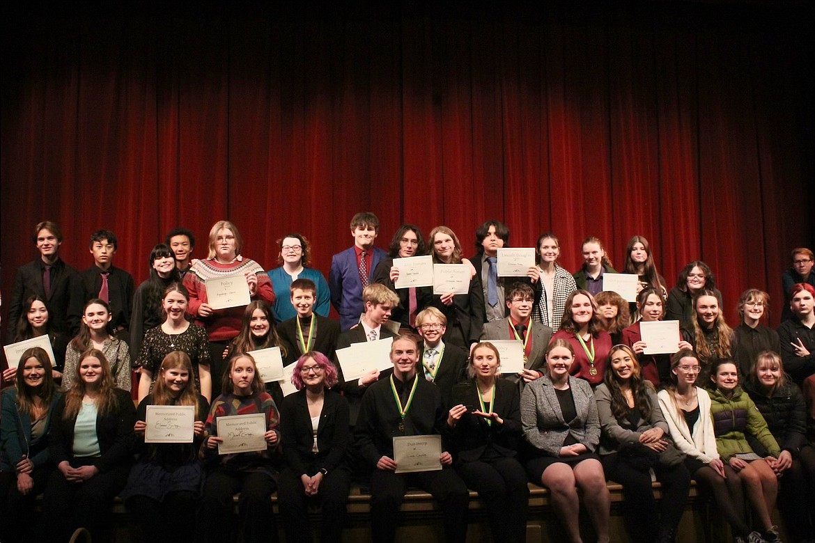 The Columbia Falls High School speech and debate team placed first at the Whitefish Invitational Dec. 16. (Photo provided by Dawn Roe)