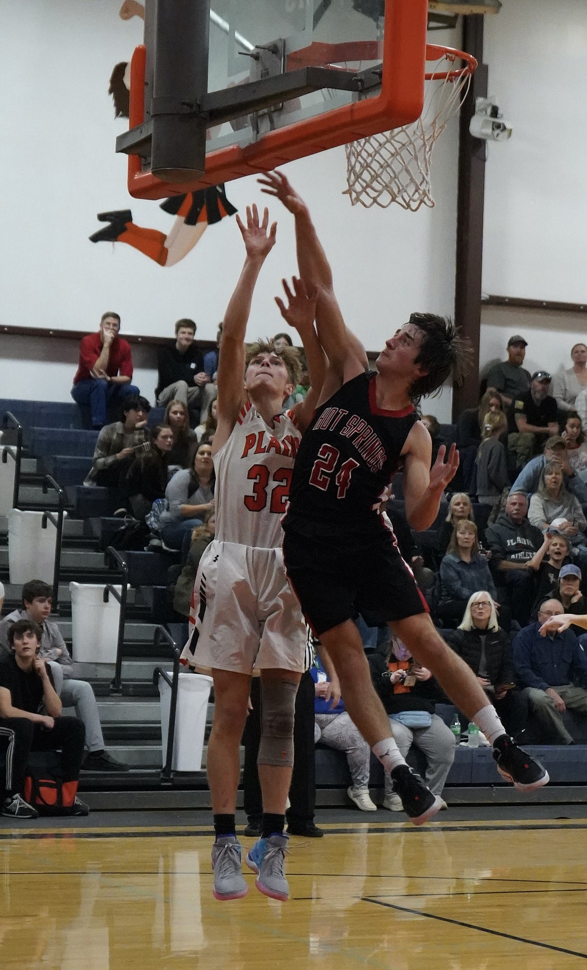 Plains guard/forward Zayden Allen shoots over Hot Springs junior forward Weston Slonaker during their game last Tuesday night in Plains. (Courtesy photo)