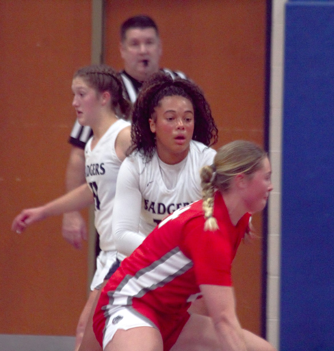 Asha Abubakari plays defense against 4A Sandpoint earlier in the season.