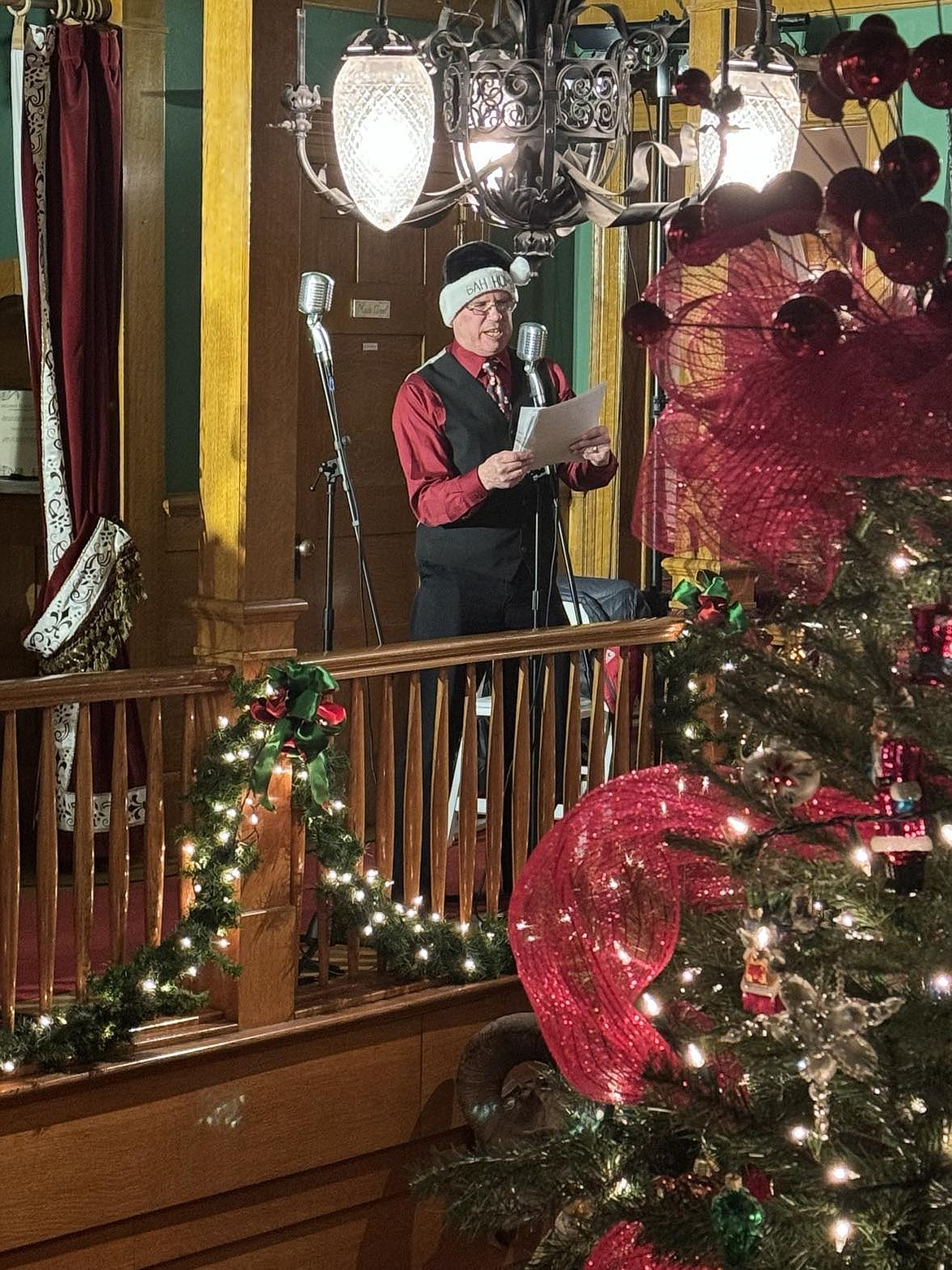 Tony Nelson voices Ebenezer Scrooge Gypsy Theatre Guild's presentation of AChristmas Carol Radio Broadcast at the Conrad Mansion. (Photo provided by Larry Lefcourt)