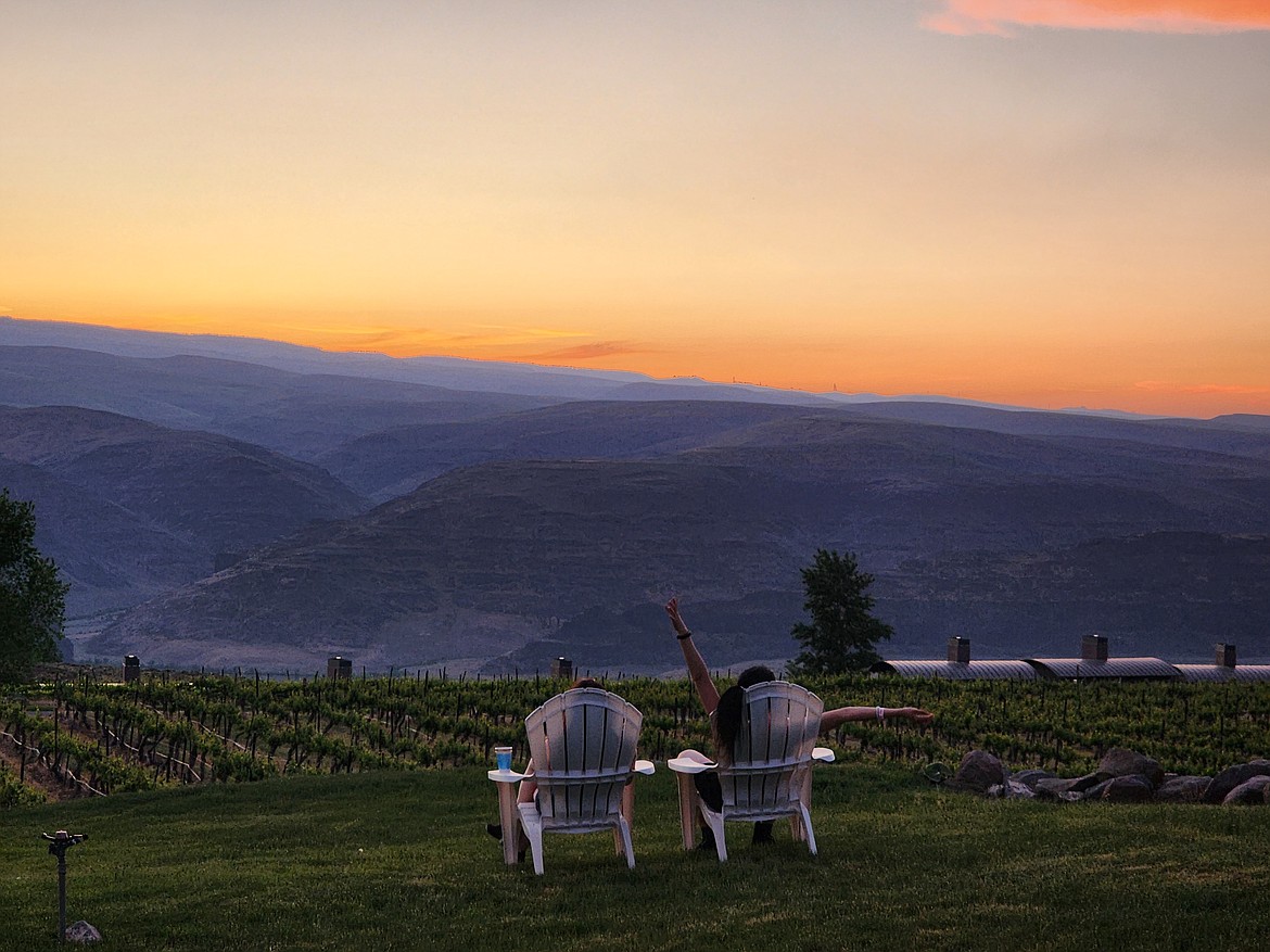 Sunsets overlooking the Columbia River and background are one of the highlights for visitors to Cave B Estate Winery.