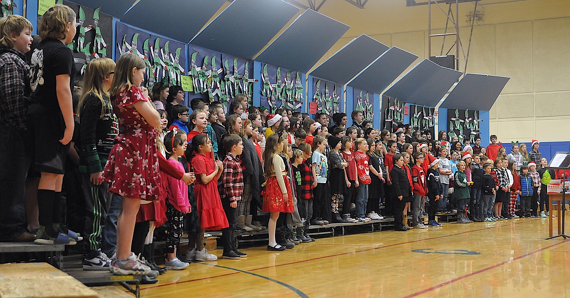 Libby Elementary School held their Christmas Concerts at the elementary school gym for their families. Wednesday, Dec20th was the Kindergarten and first grade followed by second and third grade. Thursday, Dec 21st, the forth and fifth graders at 10am. (Hannah Chumley/ The Western News)
