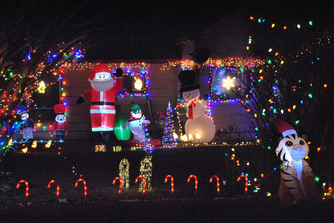 First place winner goes to Trina Lohman with her bright and colorful display on Main Street. Her decorations even included a Tiger with a Santa hat, which was fitting being across from St. Regis School. (Mineral Independent/Amy Quinlivan)