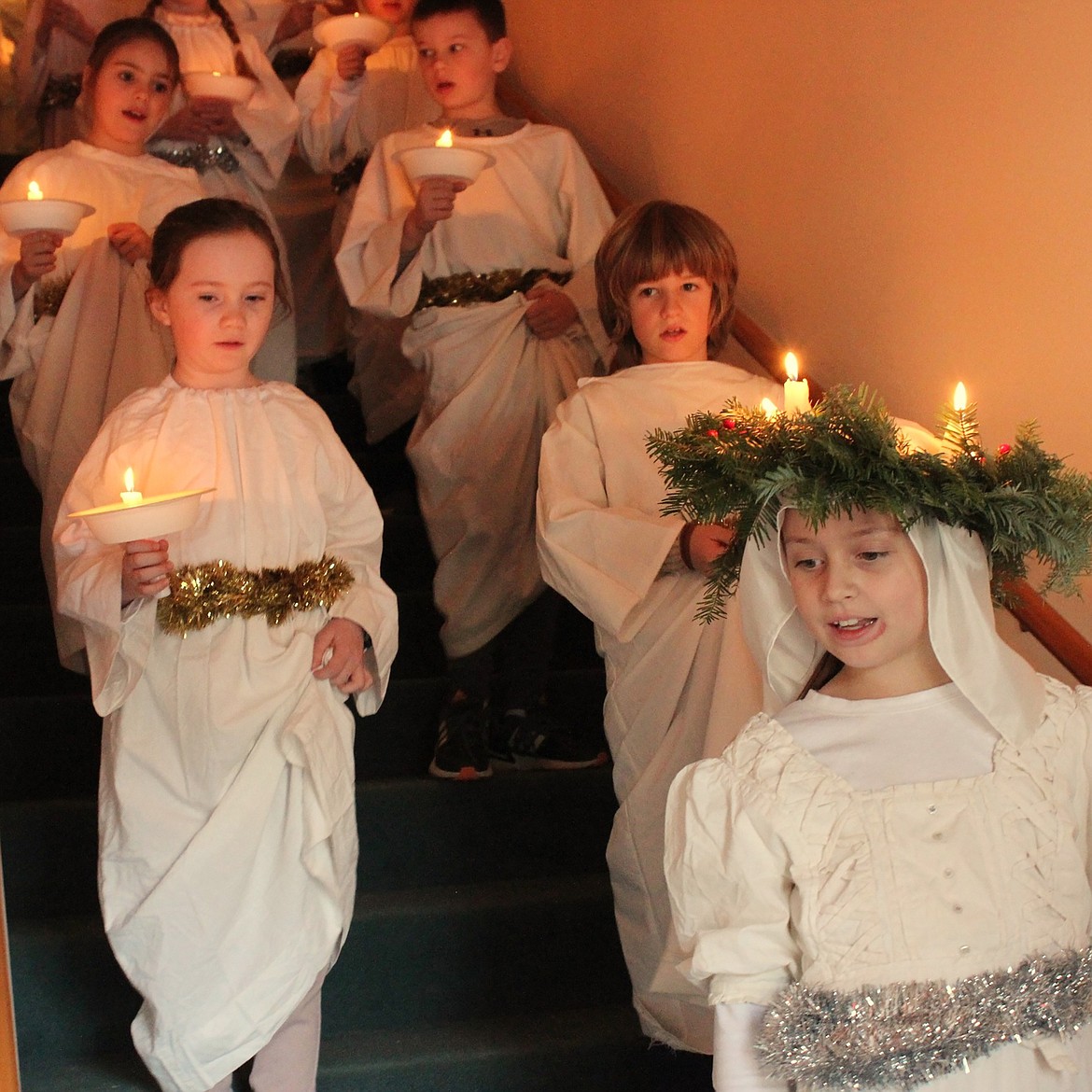 Sandpoint Waldorf School second grade students take part in the school's Santa Lucia festival celebration.