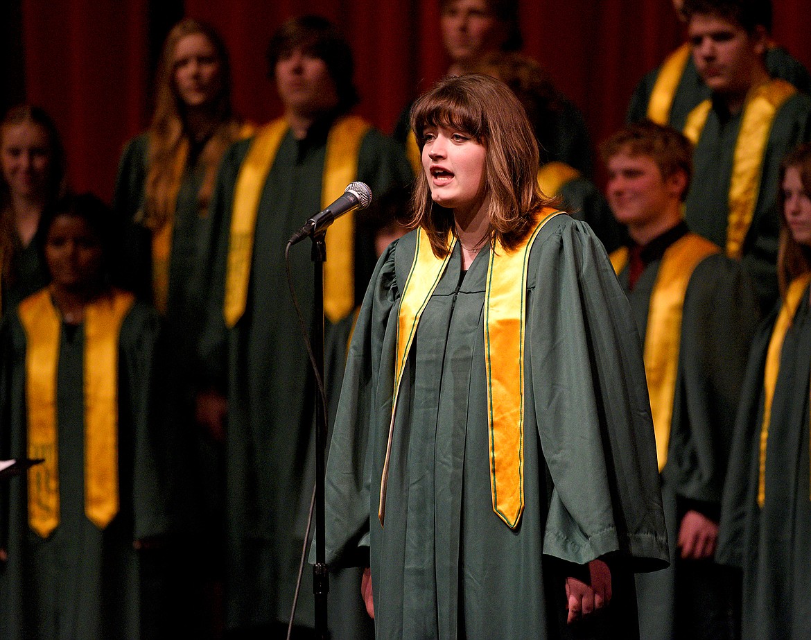 Evie Everett performs a solo with the Whitefish High School Concert Choir during the choir program's mid-December winter concert. (Whitney England/Whitefish Pilot)
