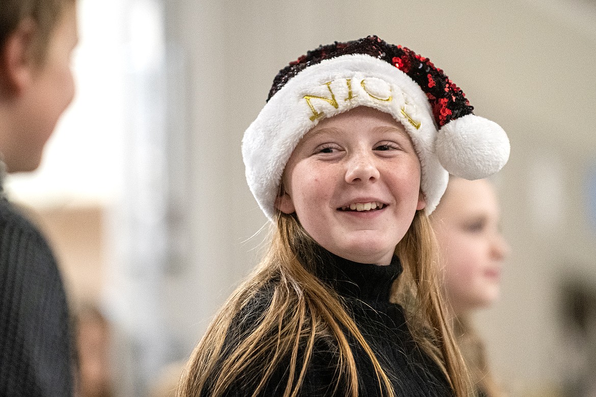 Kilee Reid dances in Ruder Elementary School’s fifth grade holiday performance on Tuesday, Dec. 19. (Avery Howe photo)