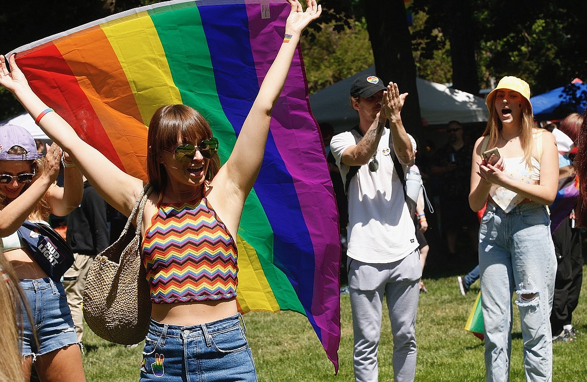 Mallory Nehlich dances in City Park, where thousands celebrated Pride in June.