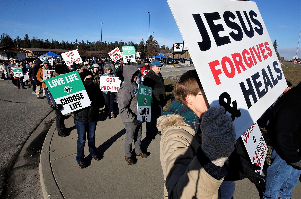 A crowd of about 200 begins walking for the annual Right to Life Coeur d'Alene Commemorative March and Rally at Dalton Avenue and U.S. 95. in January.