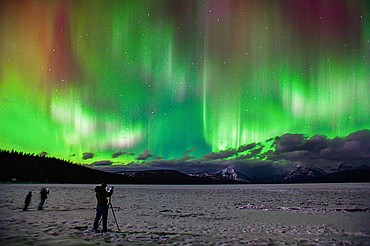 Aurora borealis lights up the night sky at Lake McDonald in Glacier National Park on Sunday, Feb. 26. (Casey Kreider/Daily Inter Lake)