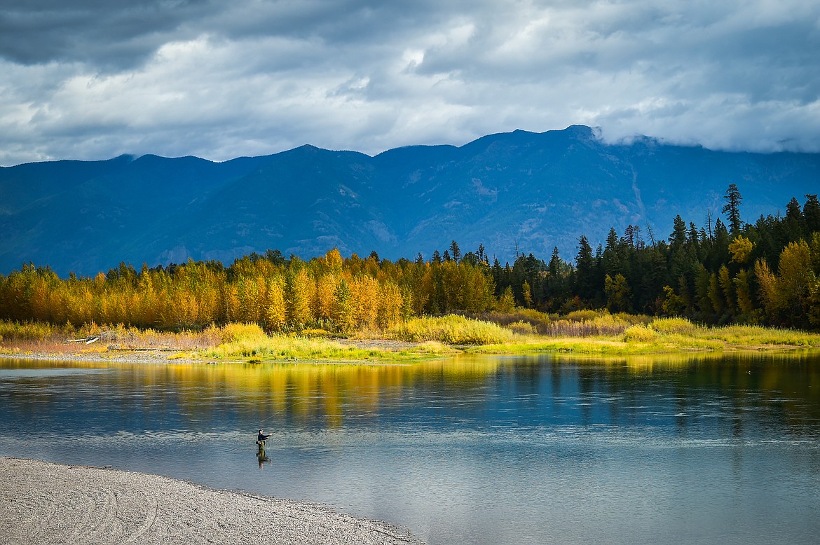 Steve Frank fly fishes in the Flathead River on Wednesday, Oct. 4. (Casey Kreider/Daily Inter Lake)