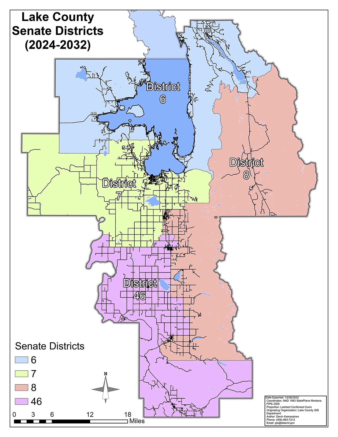 Map shows boundaries of redrawn senate districts in Lake County. (Devin Kamarainen, Lake County GIS Technician)