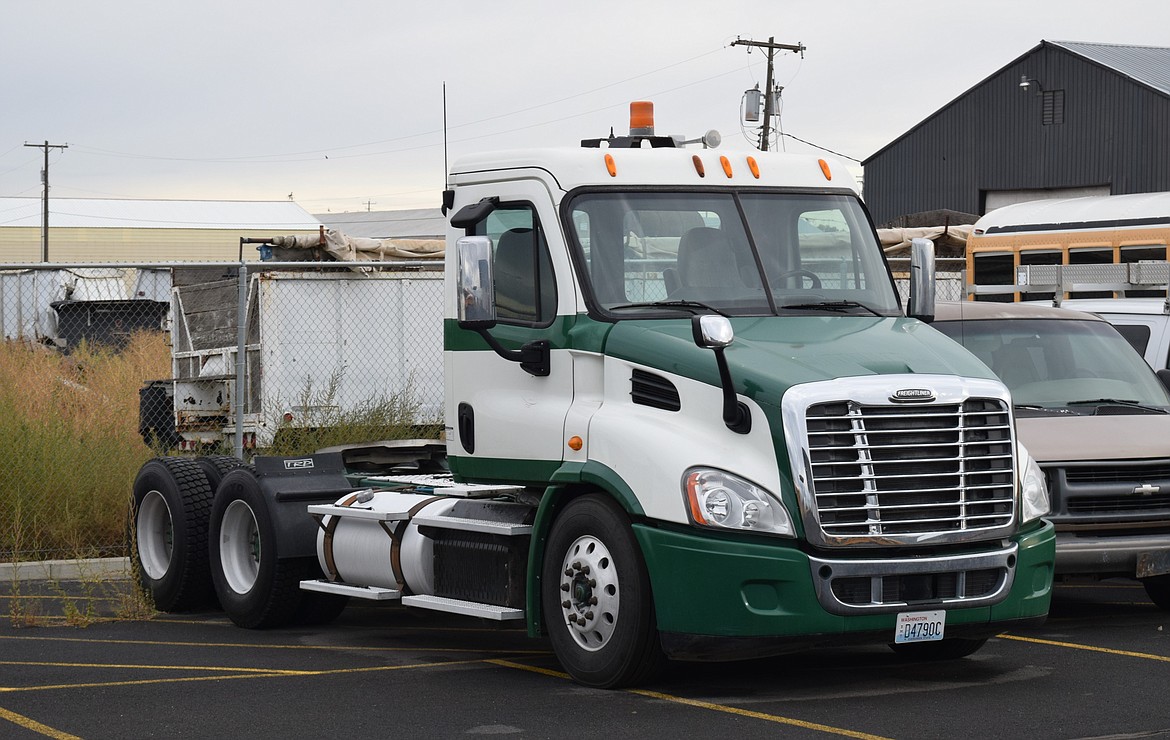 A truck purchased by the Othello School District to conduct practical training during its Commercial Driver License course beginning at Othello High School during the spring semester. The cab will be attached to a trailer for the course as well.