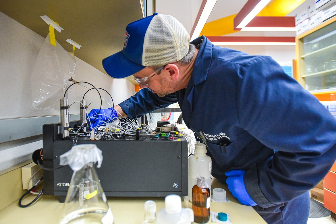 Research lab manager Adam Baumann works inside one of the laboratories at Flathead Lake Biological Station on Wednesday, Jan. 3. (Casey Kreider/Daily Inter Lake)