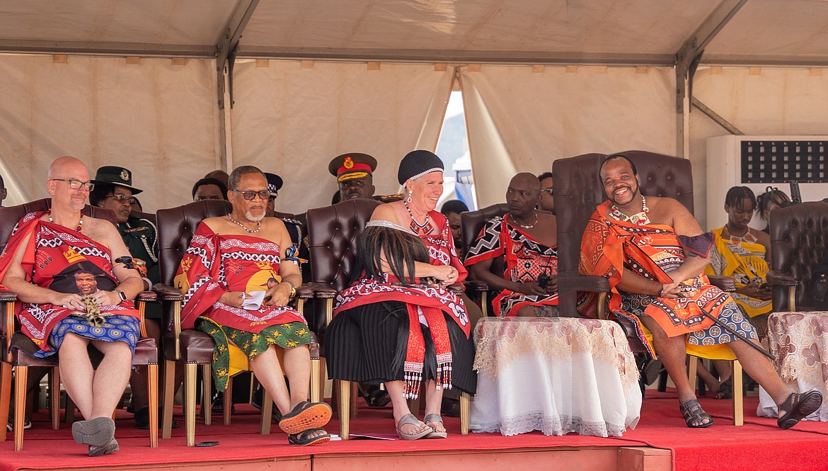 Dr. Harry VanderWal, far left, and Echo VanderWal, second from right, are pictured during a June visit by Eswatini King Mswati III to The Luke Commission's Miracle Campus. The Luke Commission was recognized with several awards by King Mswati III during the visit.