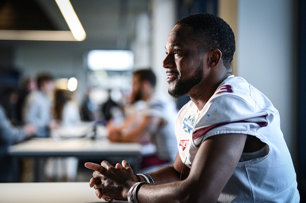 Montana Grizzlies safety TraJon Cotton (3) answers questions during FCS Media Day at Toyota Stadium in Frisco, Texas, on Friday, Jan. 5. (Casey Kreider/Daily Inter Lake)