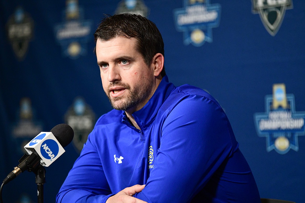 South Dakota State head coach Jimmy Rogers answers a question during FCS Media Day at Toyota Stadium in Frisco, Texas, on Friday, Jan. 5. (Casey Kreider/Daily Inter Lake)