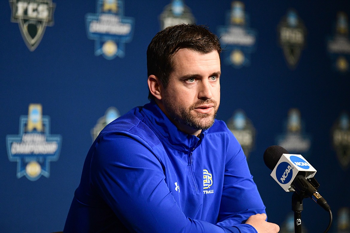 South Dakota State head coach Jimmy Rogers answers a question during FCS Media Day at Toyota Stadium in Frisco, Texas, on Friday, Jan. 5. (Casey Kreider/Daily Inter Lake)