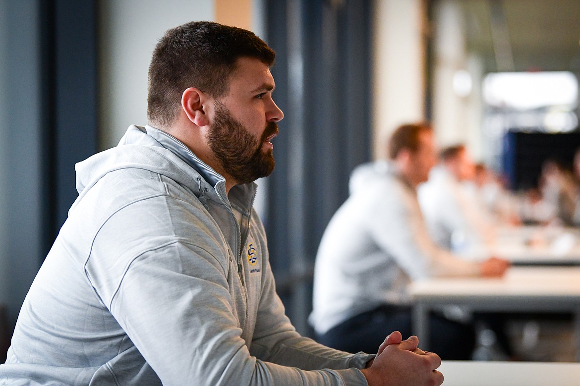 South Dakota State defensive lineman Ryan Van Marel answers a question during FCS Media Day at Toyota Stadium in Frisco, Texas, on Friday, Jan. 5. (Casey Kreider/Daily Inter Lake)