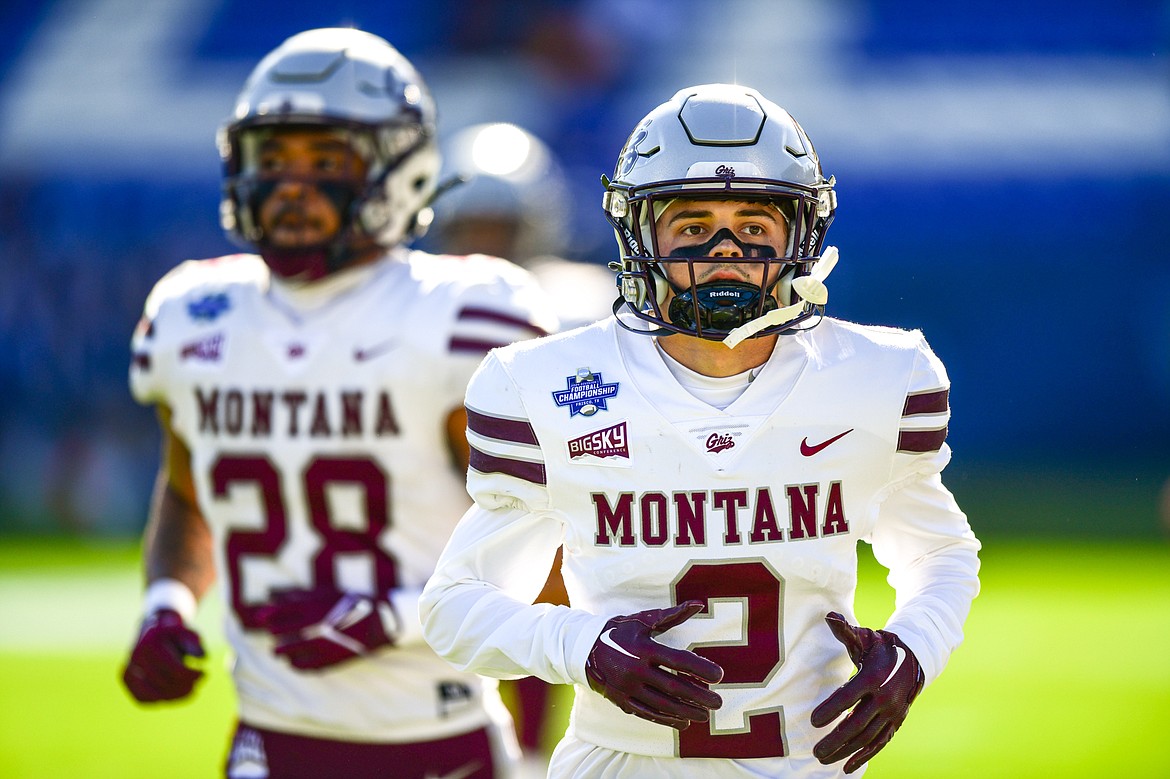 Glacier High School alum Drew Deck (2) warms up before the start of the FCS National Championship against South Dakota State at Toyota Stadium in Frisco, Texas on Sunday, Jan. 7. (Casey Kreider/Daily Inter Lake)