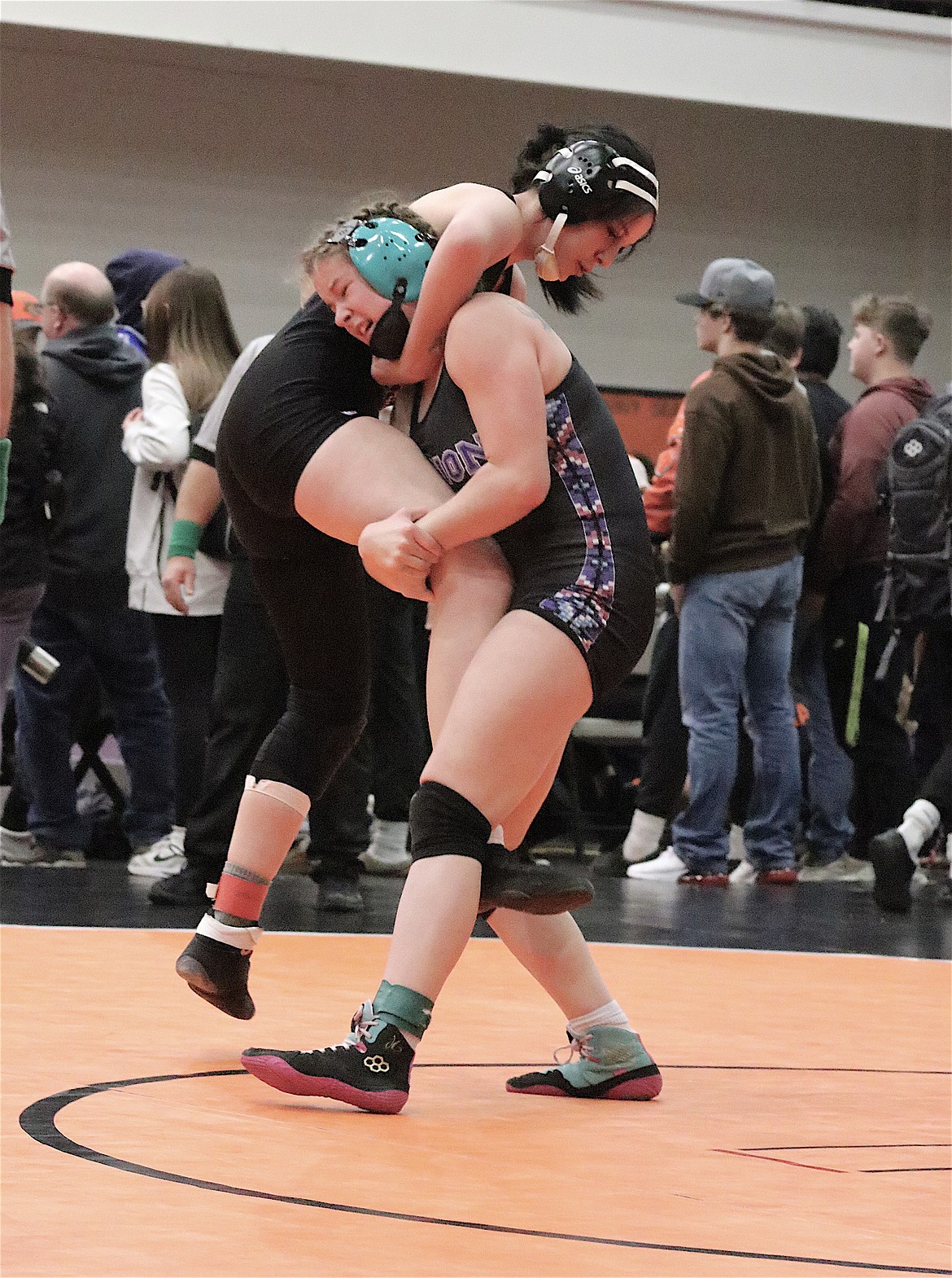 Aubrey Sharbono of the Mission-Charlo Girls placed first in the 145-pound bracket at the Western Montana Girls Invite in Ronan last weekend. (Michelle Sharbono photo)