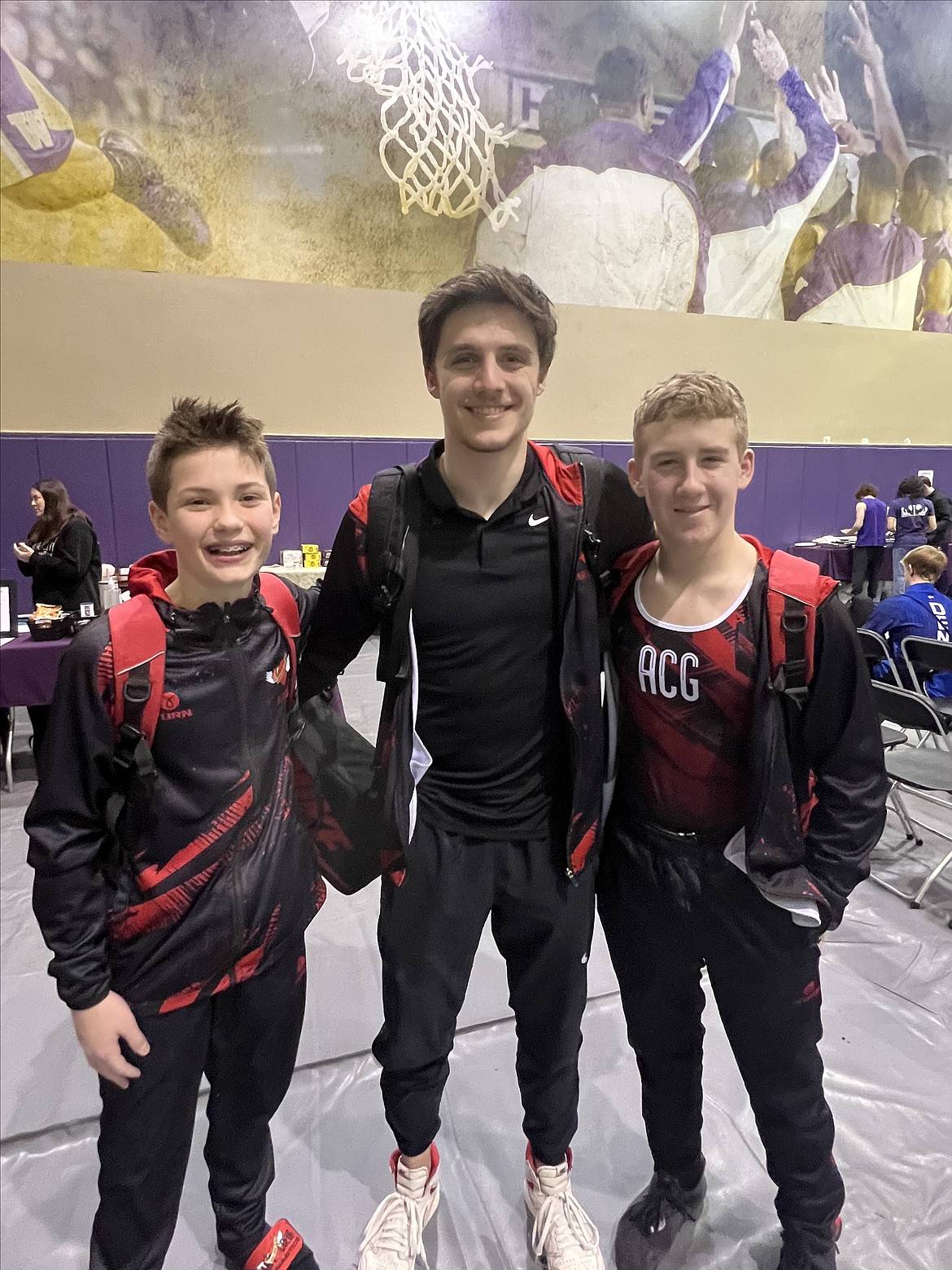 Courtesy photo
Avant Coeur Gymnastics Level 7 boys at the Washington Open in Seattle. From left are Blaide Cotton, coach Matt Auerbach and Ricky Parker.