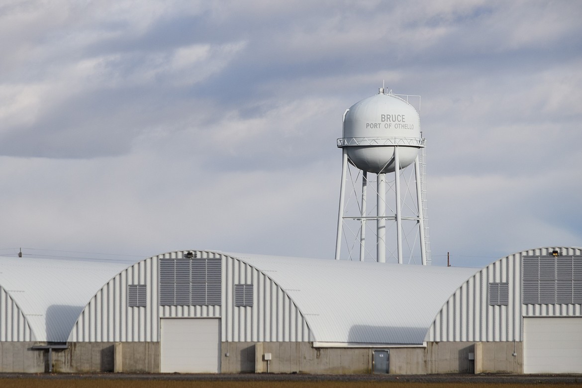 The Port of Othello’s water tower serving water to the Bruce Industrial Park outside of Othello. Bruce, particularly land available for sale in the park, was the subject of discussion during Tuesday’s regular port meeting.